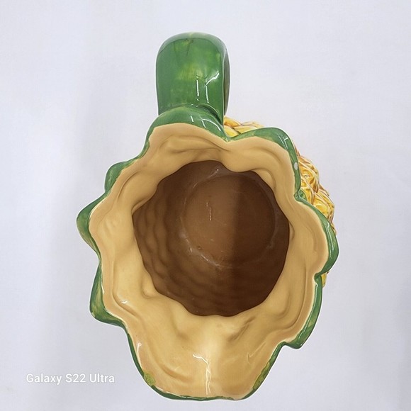 Rare Hard to Find 222 Fifth Tropical Pineapple Pitcher Jug 8" Yellow and Green - Picture 6 of 13